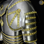 Handcrafted Steel Knight Armor Set ⚔️✨ – Full Medieval Suit with Gold Accents | LARP Gear | Cosplay Costume | Renaissance Collectible 🛡️🏰