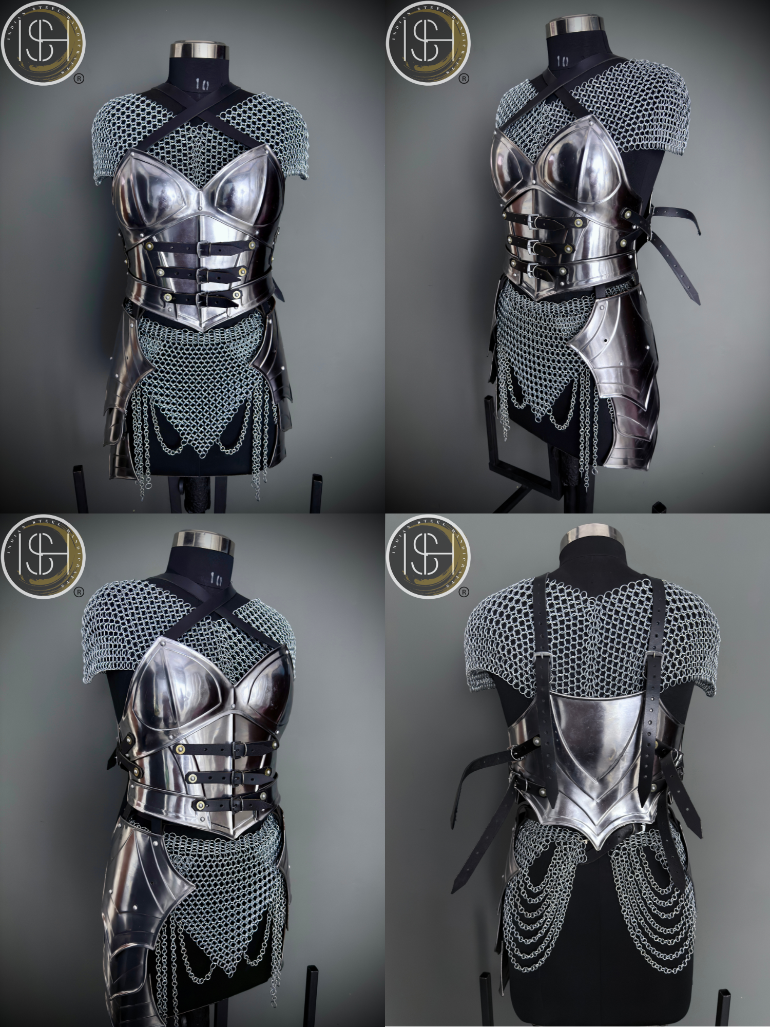 Epic Female Knight Steel Armor: Gorget & Pouldron Set ⚔️ — Ideal for LARP, Cosplay, Medieval Reenactment & Fantasy Festivals ✨