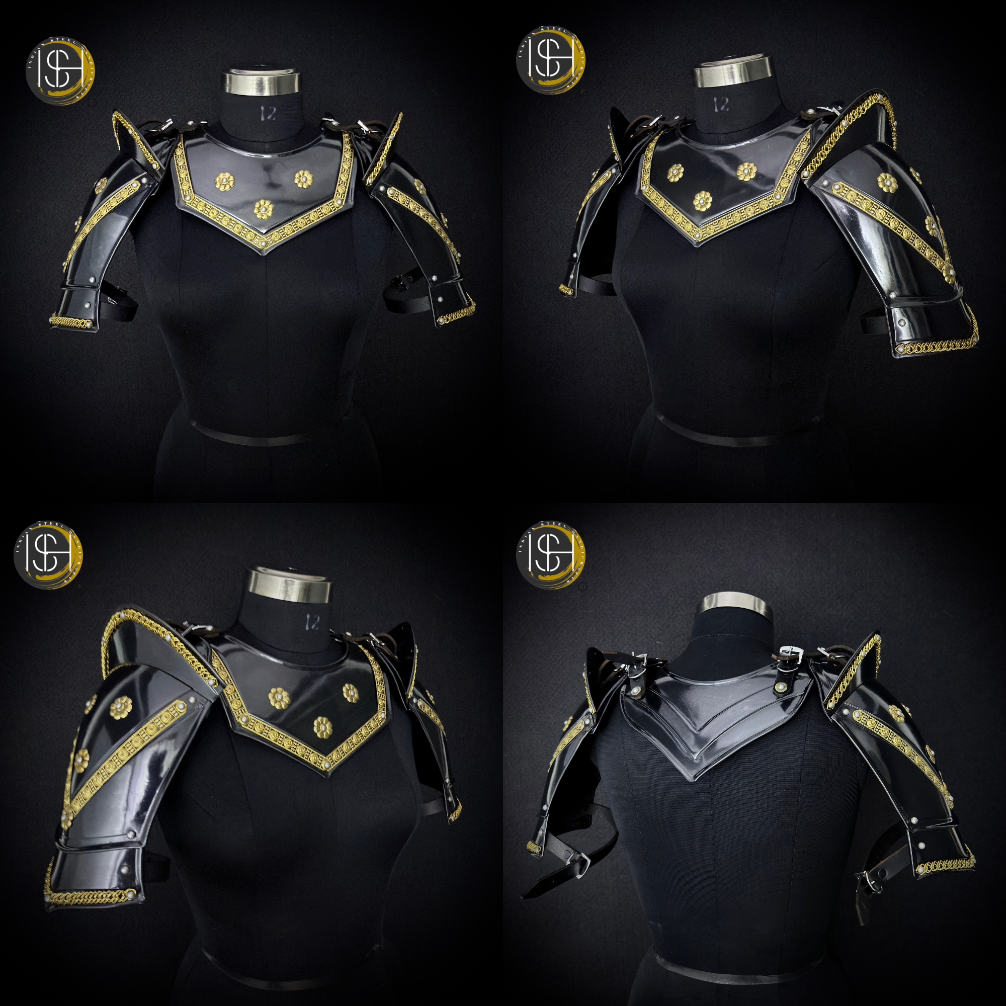 🖤✨ Black & Gold Medieval Knight Armor Set | Full Body Steel Chainmail Suit | Fantasy Warrior Cosplay, LARP & Reenactment Gear ⚔️🛡️