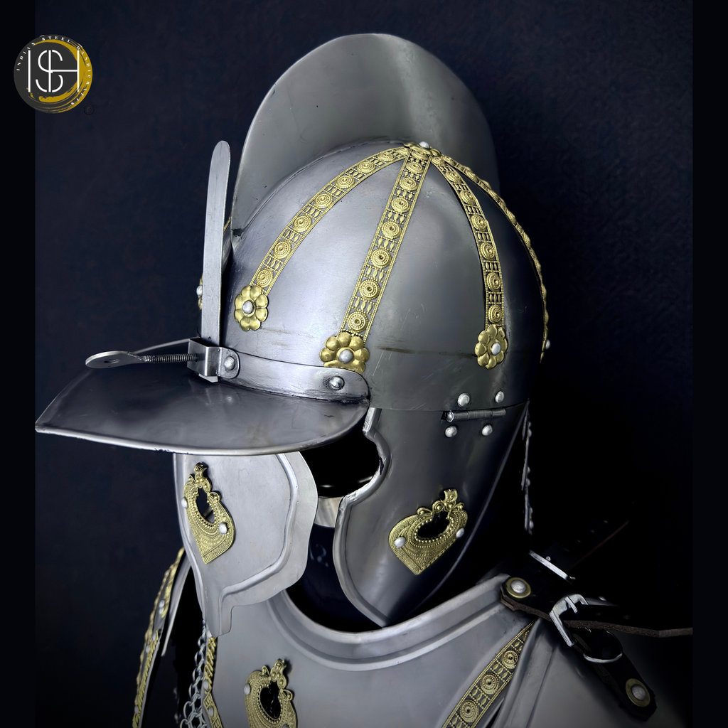 ⚔️ Handmade Steel Knight Armor Set 🛡️ Medieval Full Body Battle Suit with Gold Detailing for Cosplay, LARP & Collectors ✨