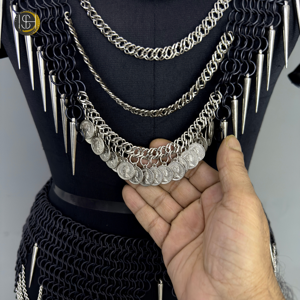Handcrafted Steel Women’s Knight Armor Set – Medieval Chainmail Costume, Female Warrior LARP Outfit, Fantasy Armor Cosplay Suit, Renaissance Faire Combat Gear, Viking Battle Attire
