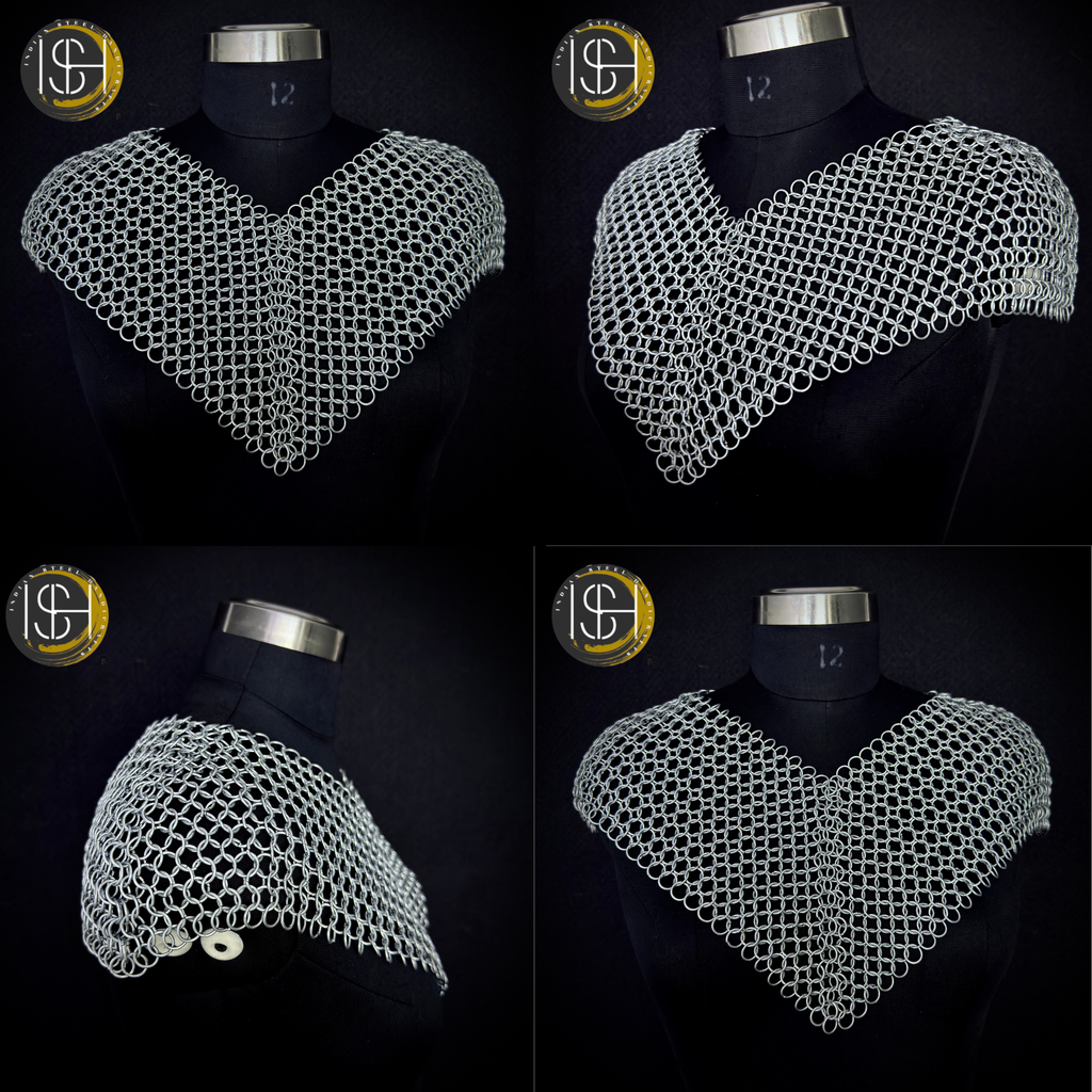 ⚔️ Medieval Fantasy Shoulder Armor Set – Handmade Steel Pauldrons with Chainmail Knight Armor for Cosplay, LARP, Renaissance Fair & Viking Costume 🛡️