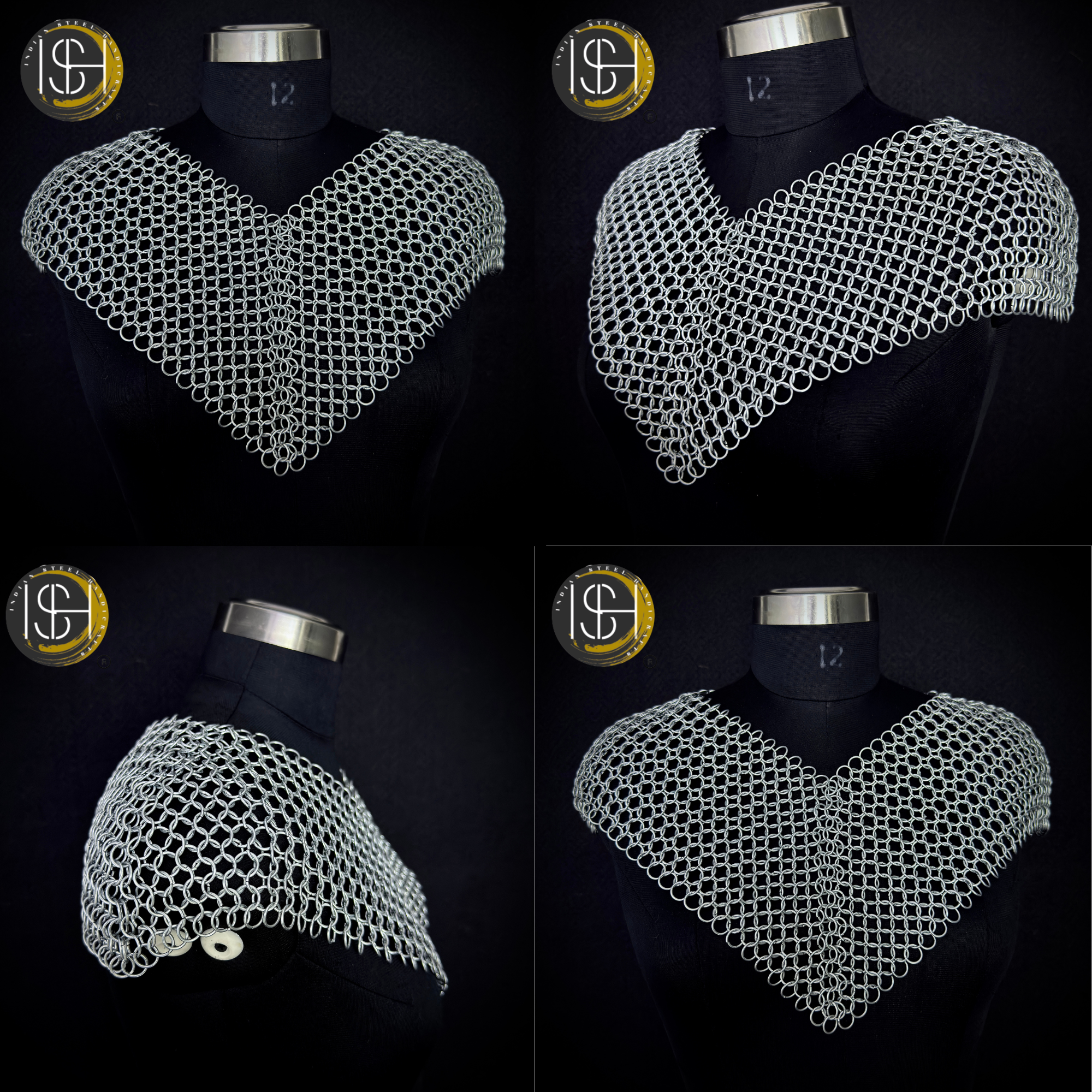 ⚔️ Medieval Fantasy Shoulder Armor Set – Handmade Steel Pauldrons with Chainmail Knight Armor for Cosplay, LARP, Renaissance Fair & Viking Costume 🛡️