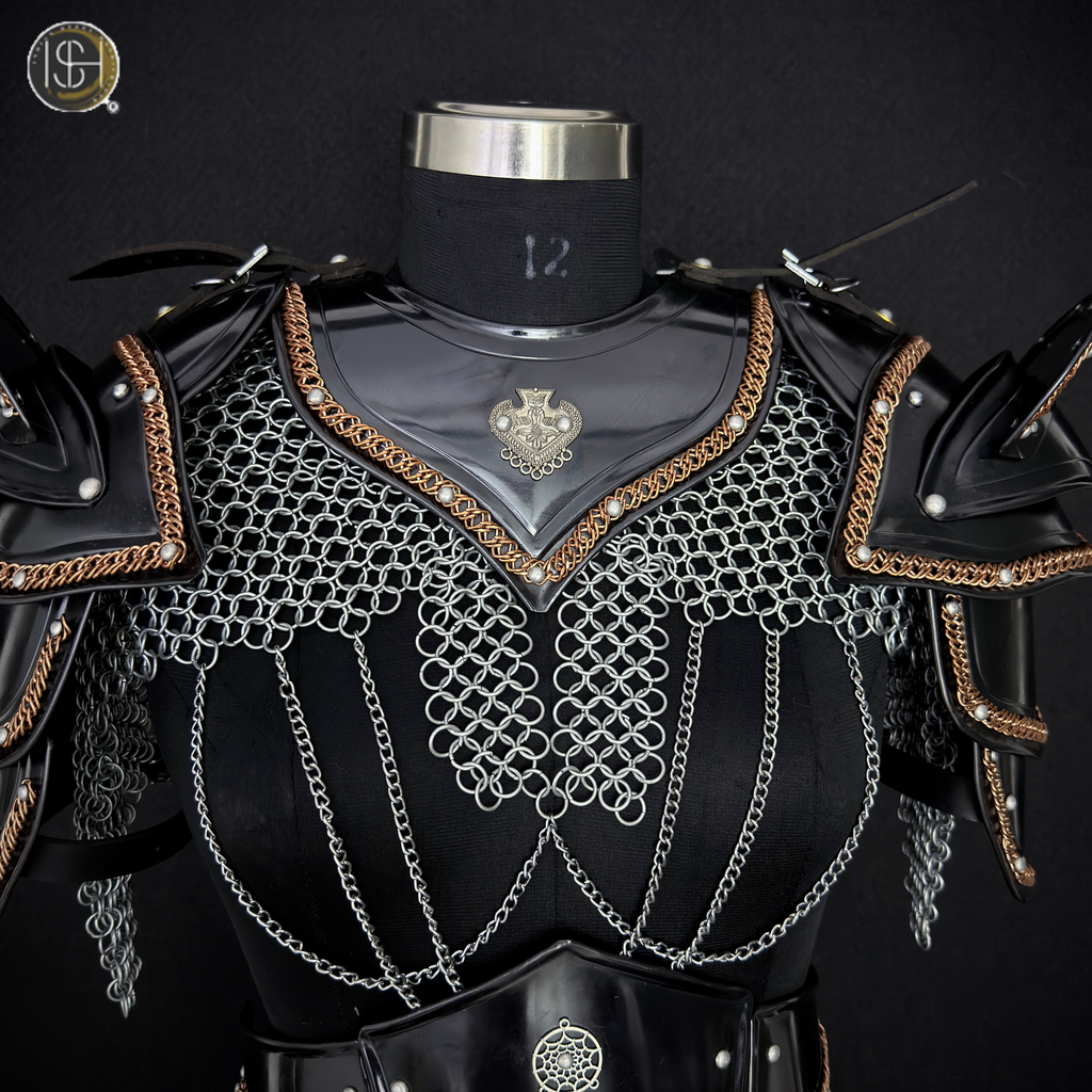 ⚔️ Women's Black Fantasy Armor Set 🛡️ | Handmade Steel Warrior Costume | Chainmail Cosplay Armor | Medieval Knight Armor | LARP Outfit | Gothic Warrior Gear | Fantasy Battle Costume