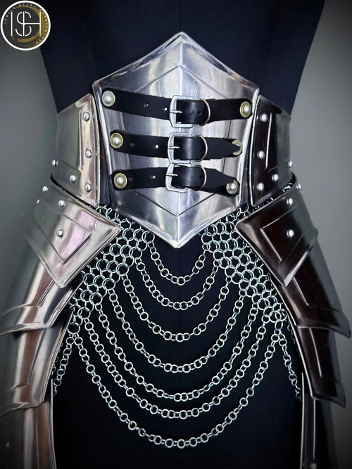 Brave Lady Armor Set ⚔️👑 Medieval Corset & Chainmail Skirt | Perfect for Cosplay, LARP & SCA ISH Collection