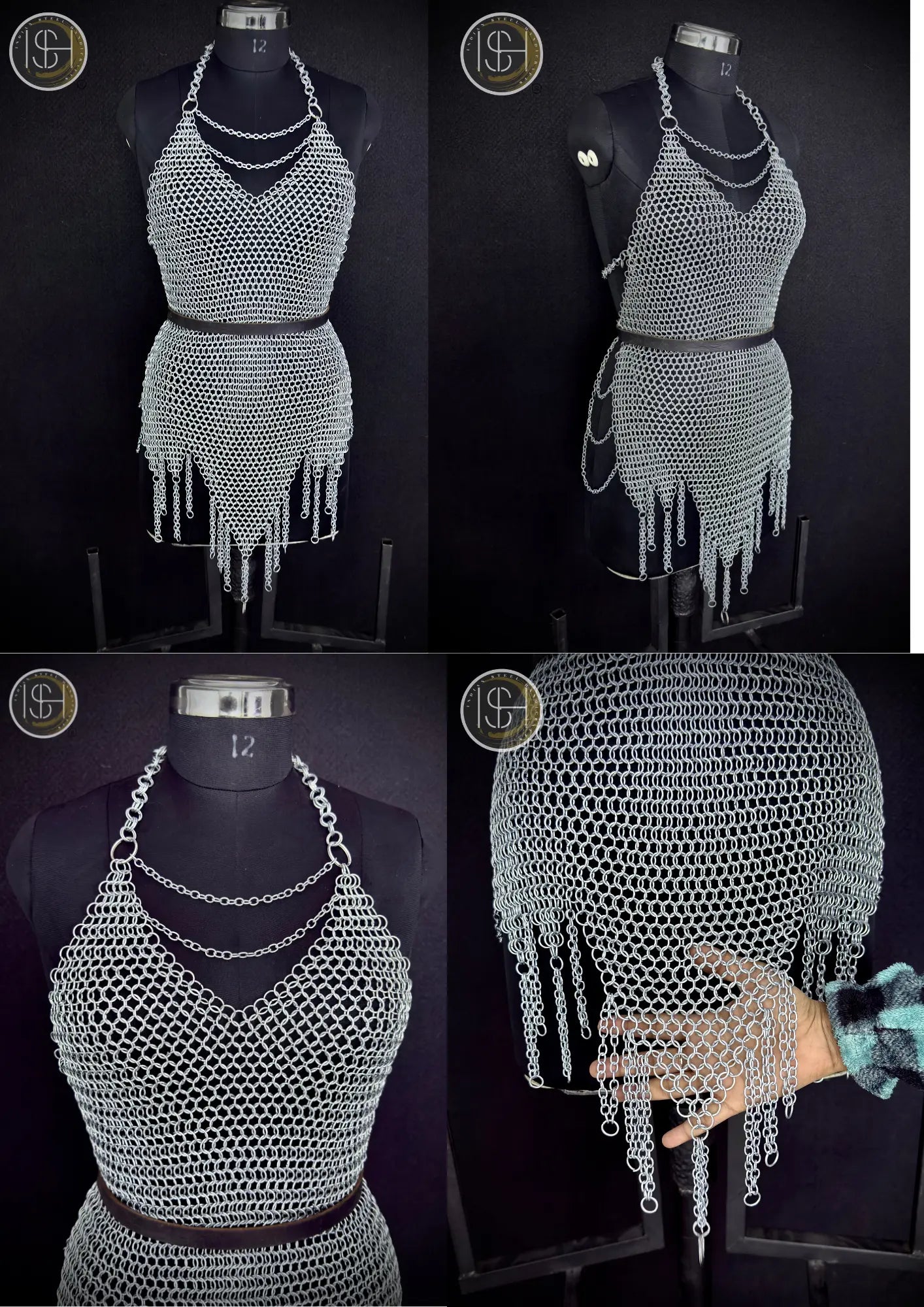 Medieval Women’s Steel Cuirass Armor Set – Chainmail, Gorget, Pauldrons & Bracers | LARP, Cosplay, SCA⚔️ ISH Collection