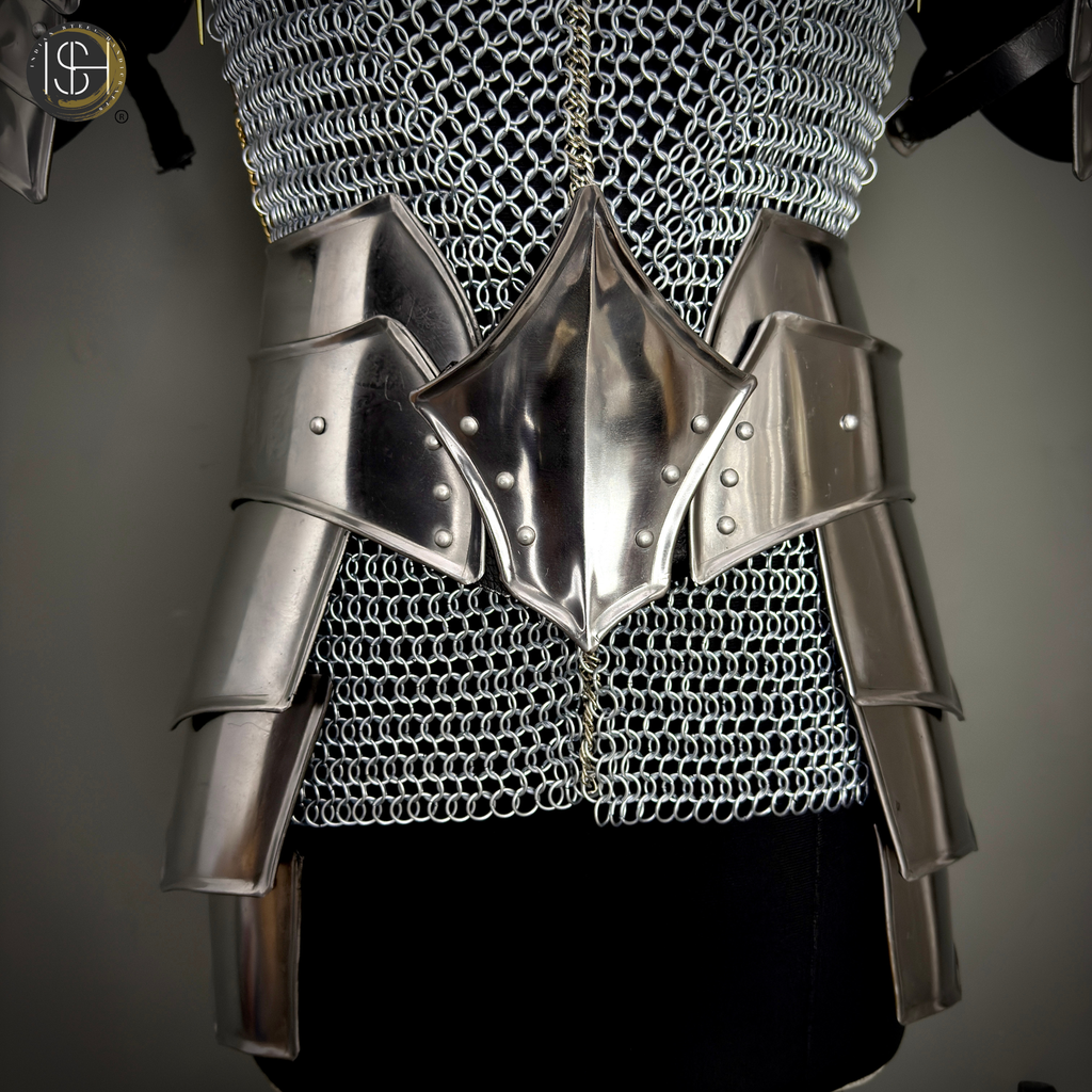 Handcrafted Steel Chainmail Armor Set – Knight’s Hauberk with Pauldrons & Arm Guards for Cosplay & LARP