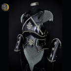 🖤 Black Steel Armor Set for Women ⚔️ Handmade Fantasy Knight Armor for fierce queens, Perfect for Medieval LARP, Cosplay, Renaissance Fairs & Warrior Photoshoots ✨