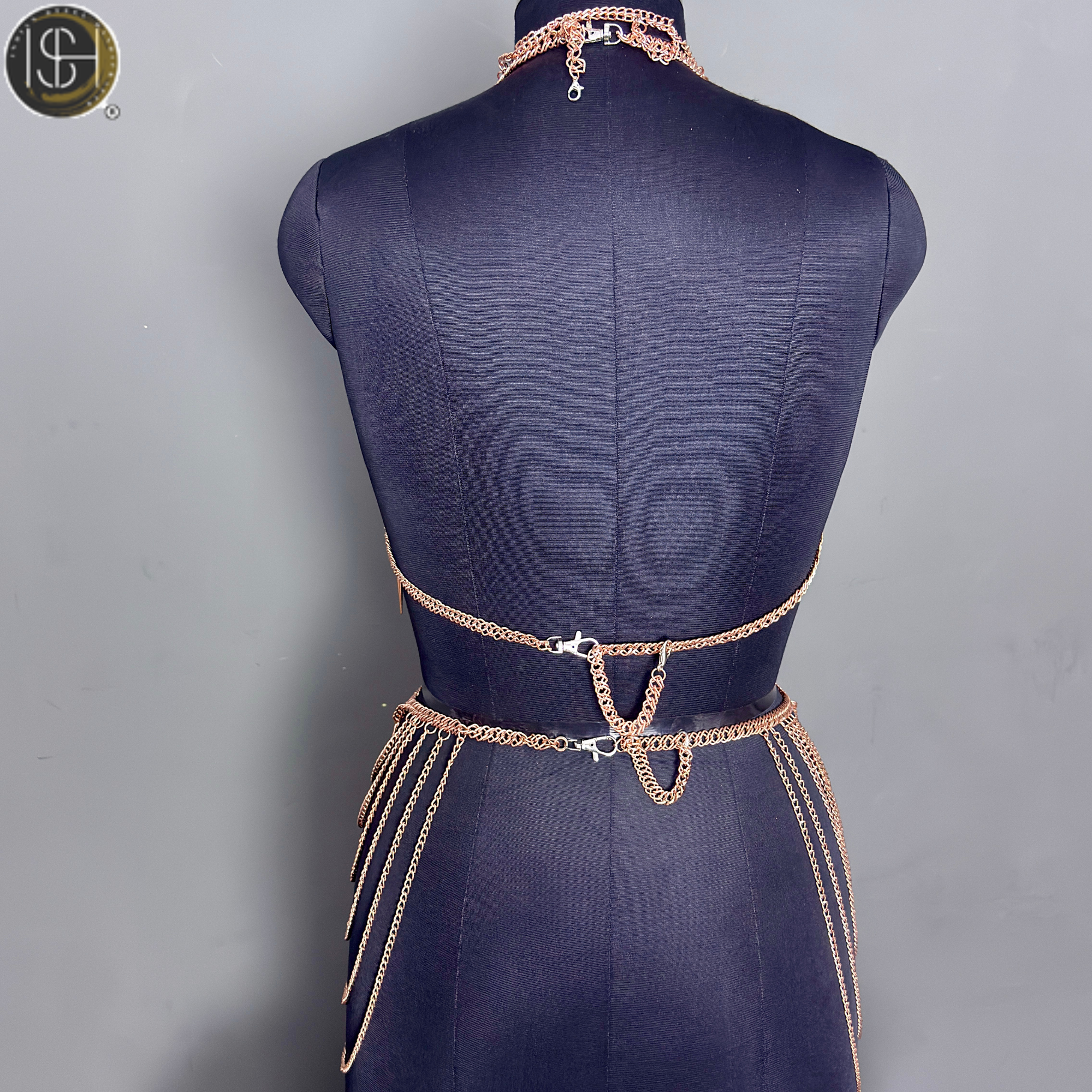 Women’s Gold Chain Body Armor Set – Fantasy Goddess Harness & Chain Skirt | Gothic & Festival Wear