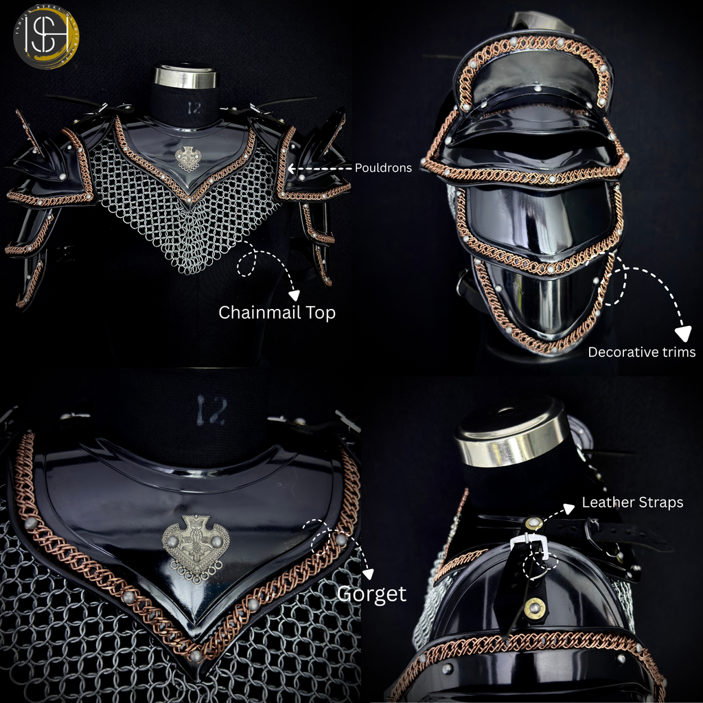 ⚔️ Medieval Fantasy Shoulder Armor Set – Handmade Steel Pauldrons with Chainmail Knight Armor for Cosplay, LARP, Renaissance Fair & Viking Costume 🛡️
