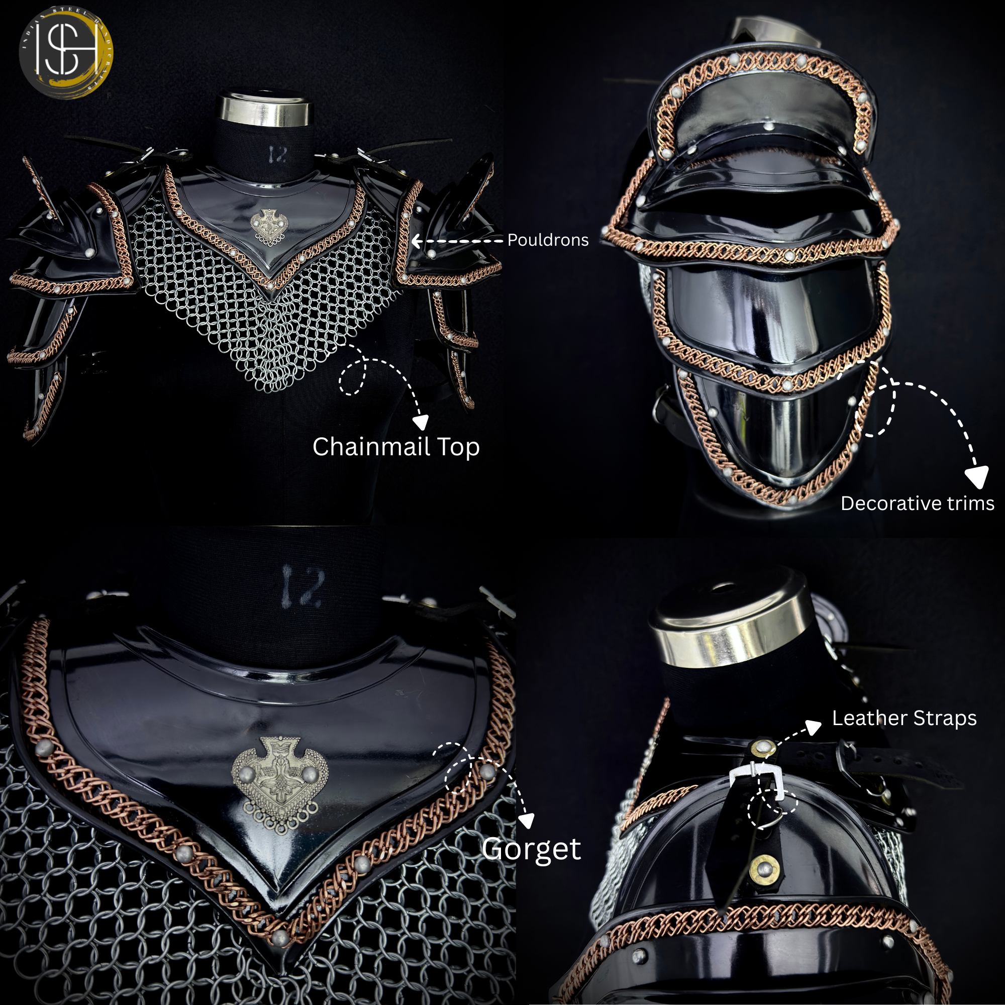 ⚔️ Medieval Fantasy Shoulder Armor Set – Handmade Steel Pauldrons with Chainmail Knight Armor for Cosplay, LARP, Renaissance Fair & Viking Costume 🛡️