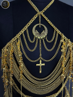 Gold Chain Body Harness with Waist Skirt – Medieval Goddess Chainmail Jewelry for Festival 🛡️ & Cosplay