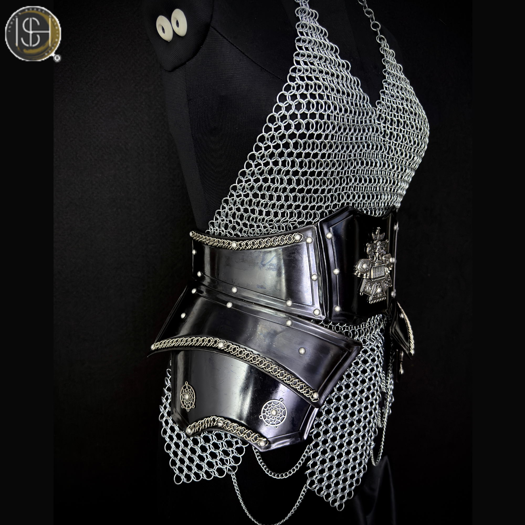 ⚔️ Black Steel Chainmail Armor for Women | Medieval Warrior Cuirass | Female Knight Costume | Renaissance Faire, LARP & Cosplay Armor
