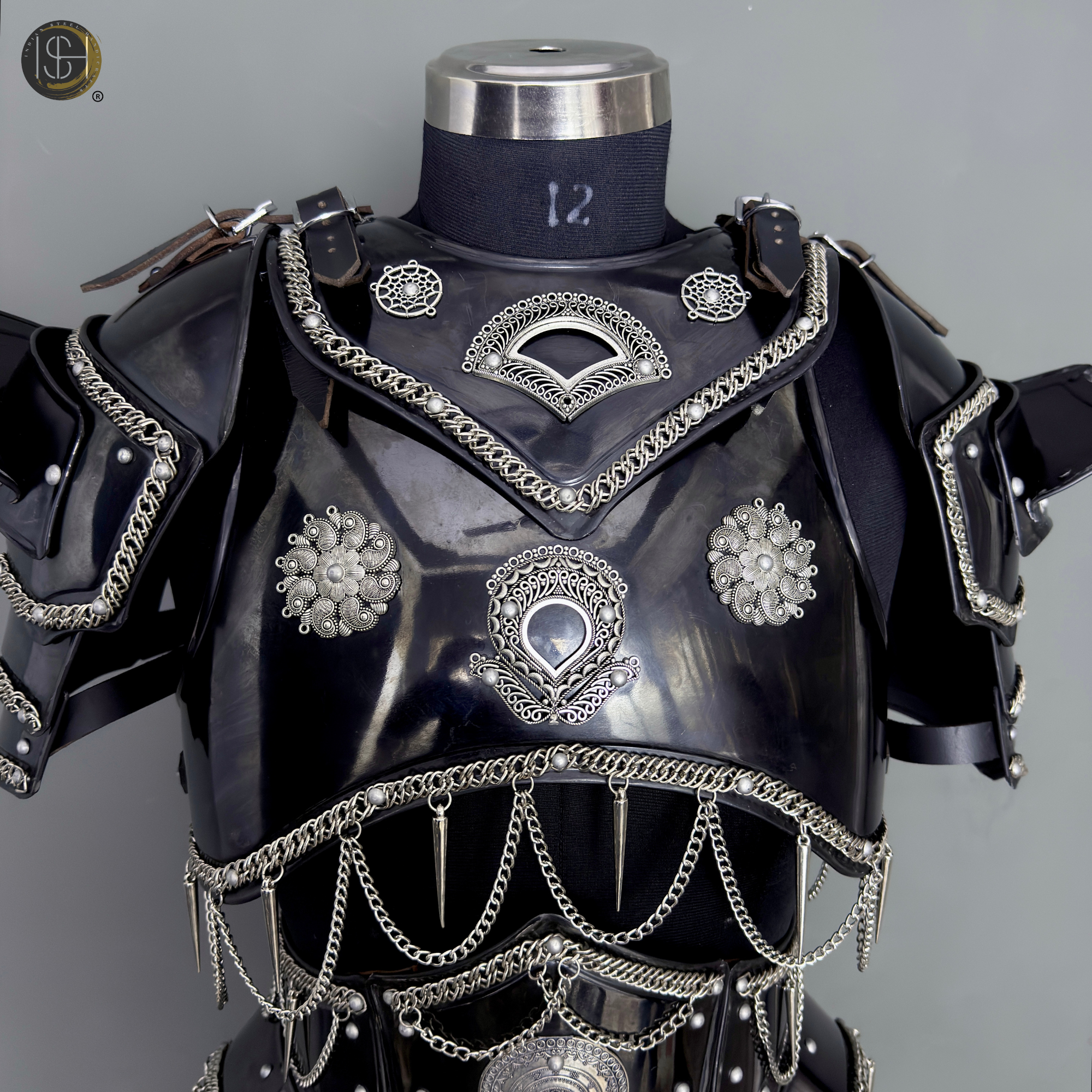 Handmade Black Steel Knight Armor Set with Chainmail – Medieval Battle Armor, Full Suit Armor Costume, Gothic Armor for LARP, Reenactment & Cosplay
