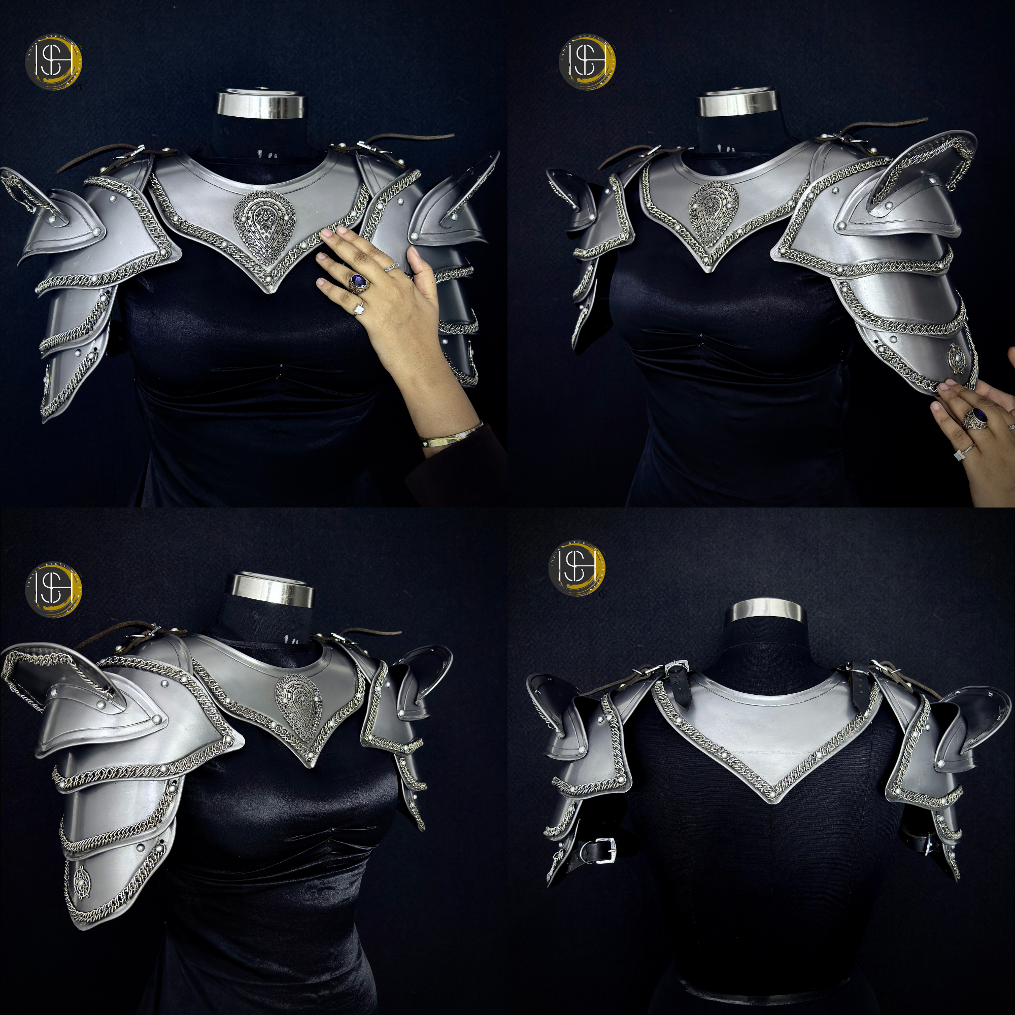 Brave Lady Medieval Steel Armor Set with Chainmail Top – Female Knight Armor Costume, LARP Armor, Renaissance Festival Outfit, Cosplay Warrior Armor, Historical Reenactment Gear.