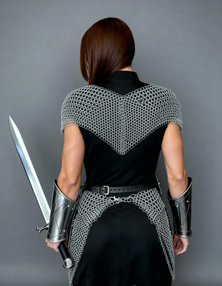 Silver Chainmail Cape Armor – Warrior Queen Edition OathboundSteel