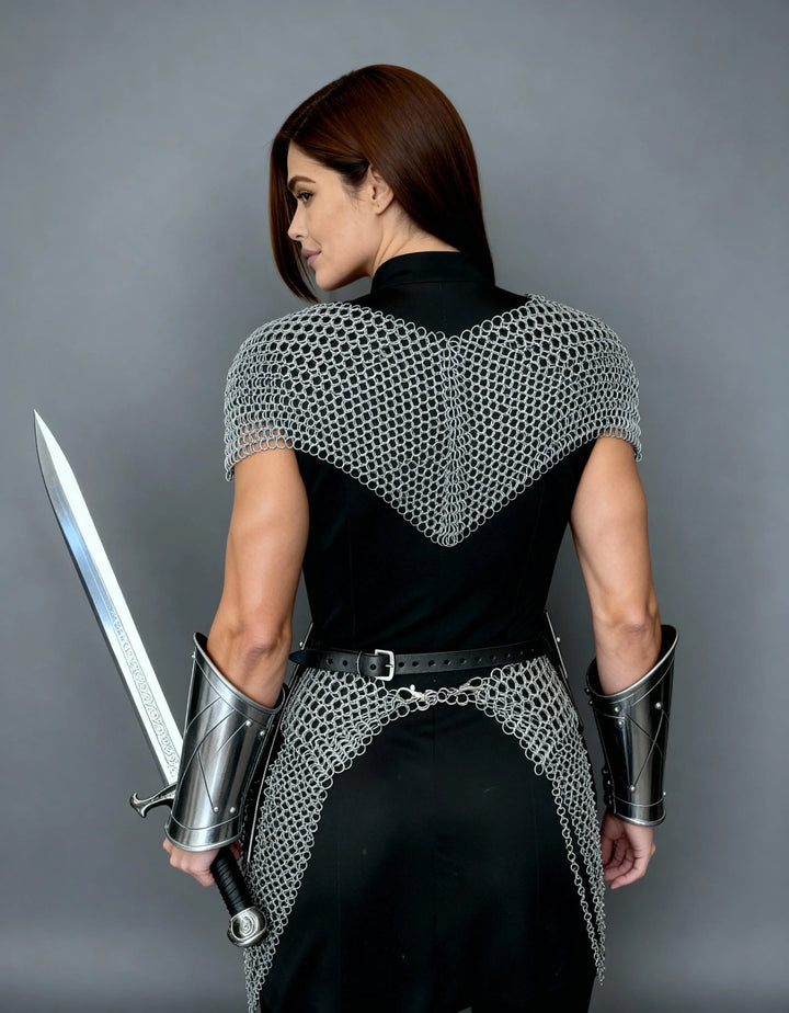 Silver Chainmail Cape Armor – Warrior Queen Edition OathboundSteel