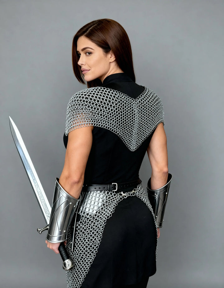 Silver Chainmail Cape Armor – Warrior Queen Edition OathboundSteel