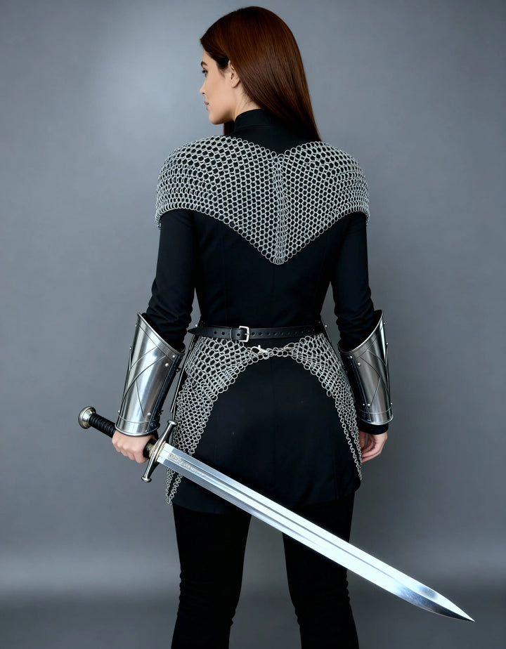 Silver Chainmail Cape Armor – Warrior Queen Edition OathboundSteel