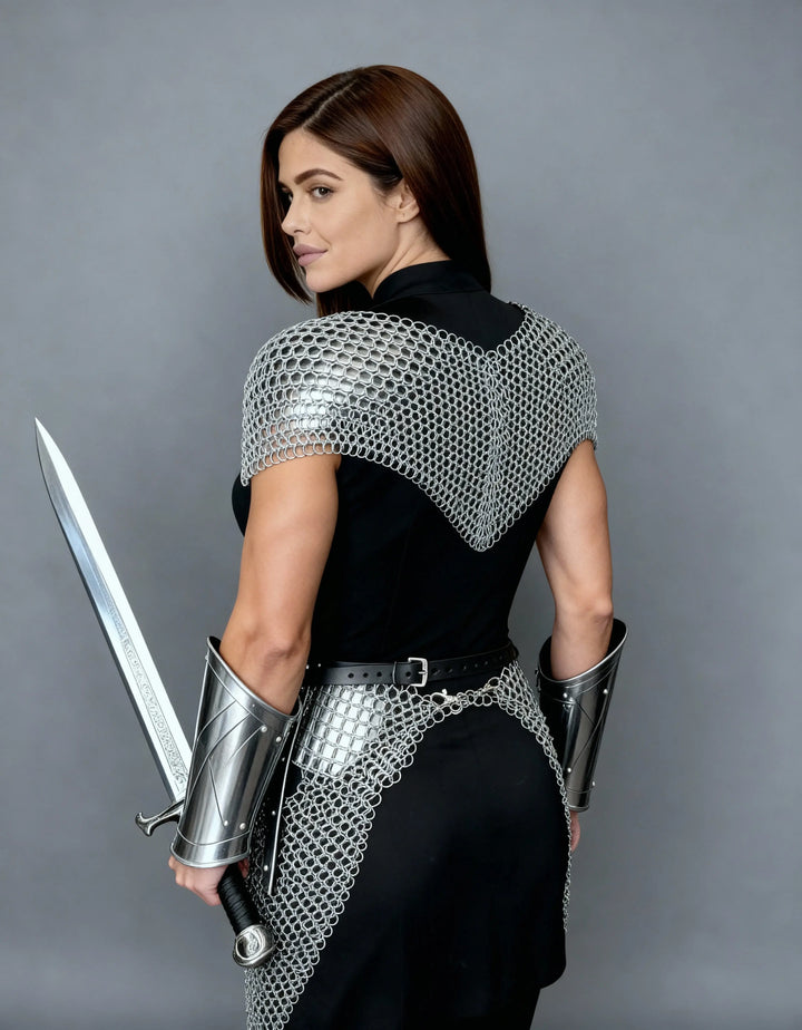 Silver Chainmail Cape Armor – Warrior Queen Edition OathboundSteel