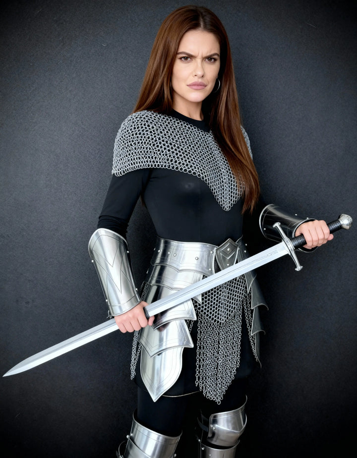 Silver Chainmail Cape Armor – Warrior Queen Edition OathboundSteel