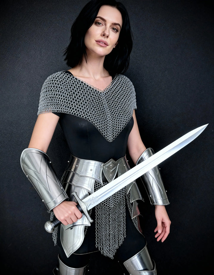 Silver Chainmail Cape Armor – Warrior Queen Edition OathboundSteel