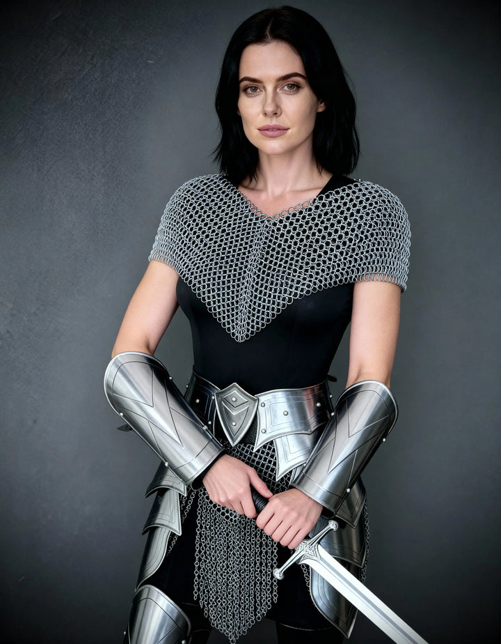 Silver Chainmail Cape Armor – Warrior Queen Edition OathboundSteel