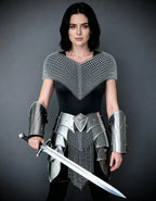 Silver Chainmail Cape Armor – Warrior Queen Edition OathboundSteel