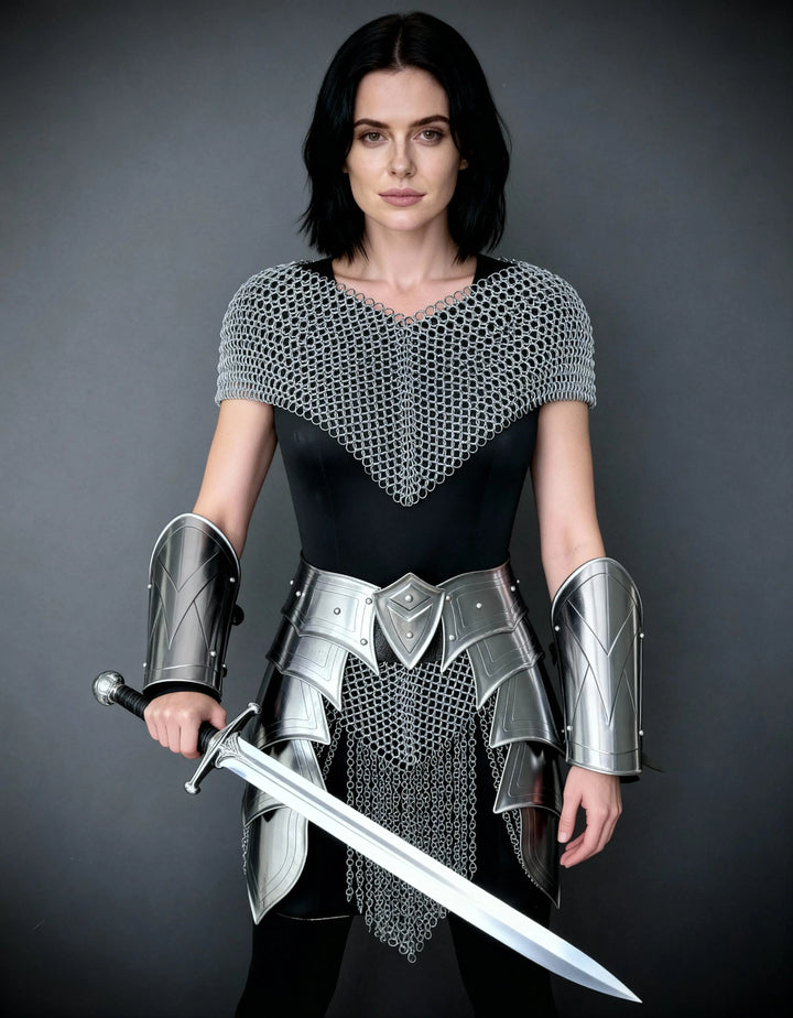 Silver Chainmail Cape Armor – Warrior Queen Edition OathboundSteel