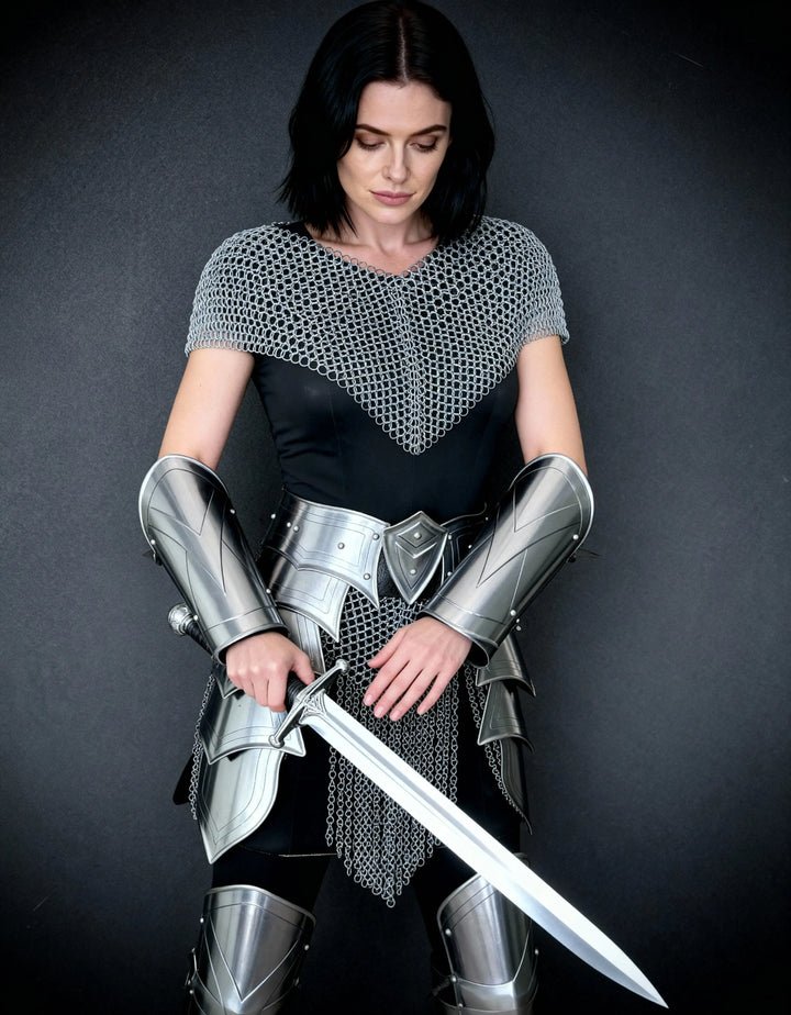 Silver Chainmail Cape Armor – Warrior Queen Edition OathboundSteel