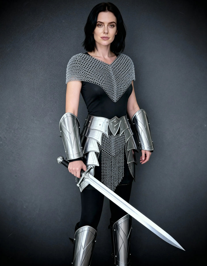 Silver Chainmail Cape Armor – Warrior Queen Edition OathboundSteel
