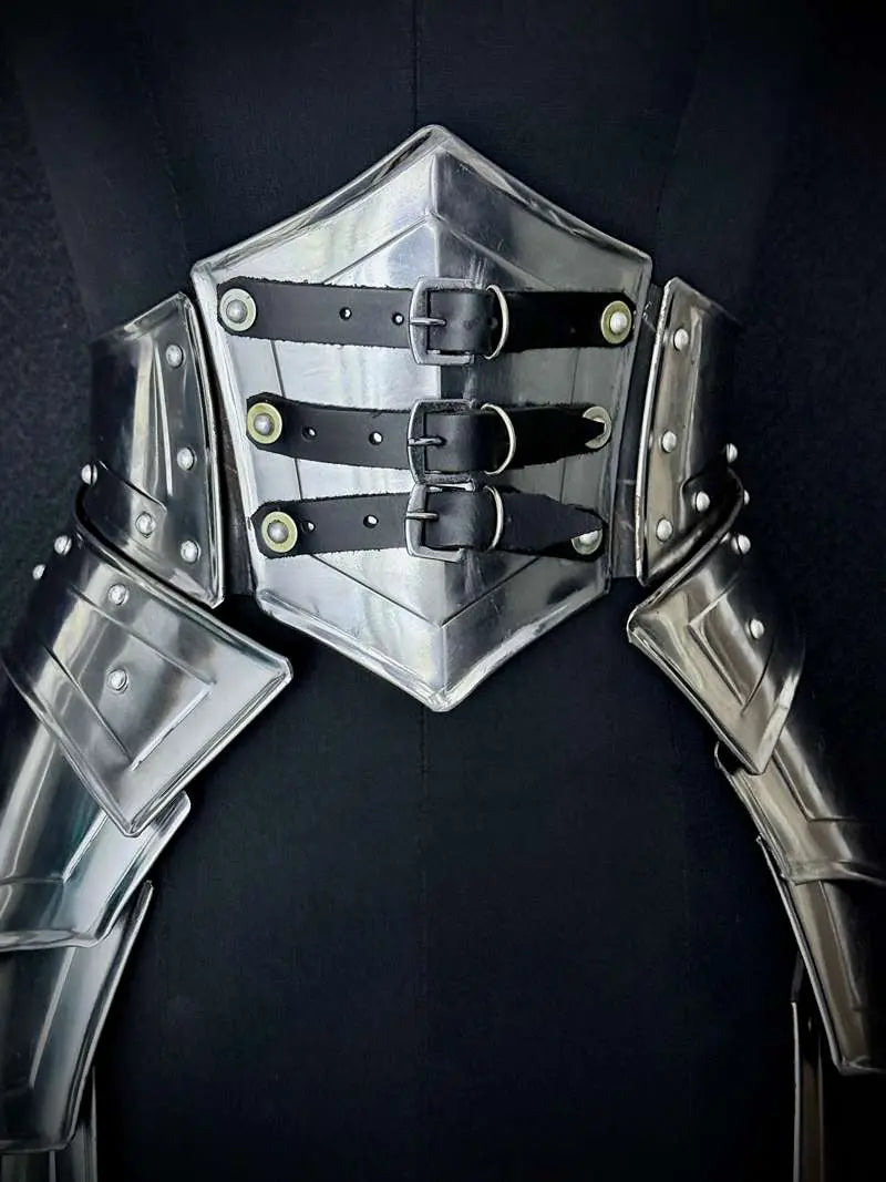 Medieval Women’s Armor Set – Steel Cuirass, Chainmail & Arm Guards for LARP Cosplay Medieval Armory