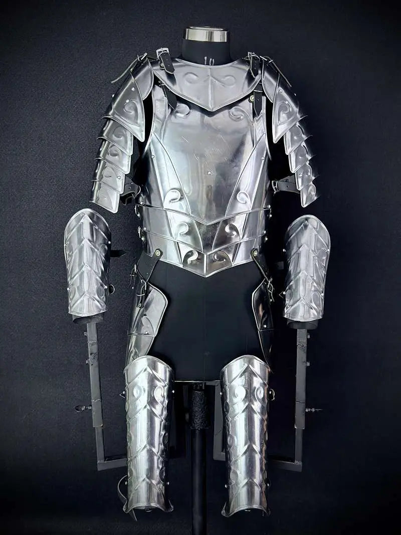 Medieval Knight Full Plate Armor Set – Engraved Steel Cuirass & Pauldrons for LARP Cosplay Medieval Armory
