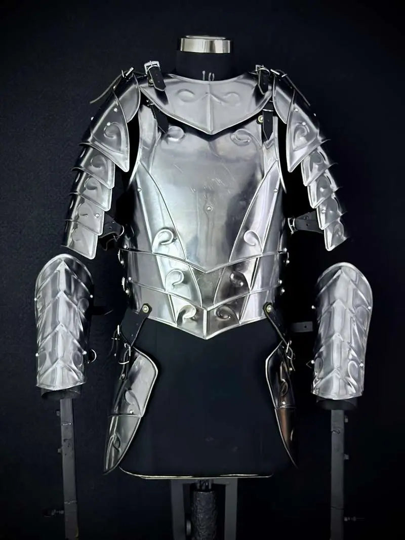 Medieval Knight Full Plate Armor Set – Engraved Steel Cuirass & Pauldrons for LARP Cosplay Medieval Armory
