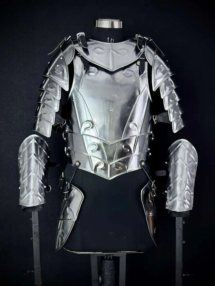 Medieval Knight Full Plate Armor Set – Engraved Steel Cuirass & Pauldrons for LARP Cosplay Medieval Armory