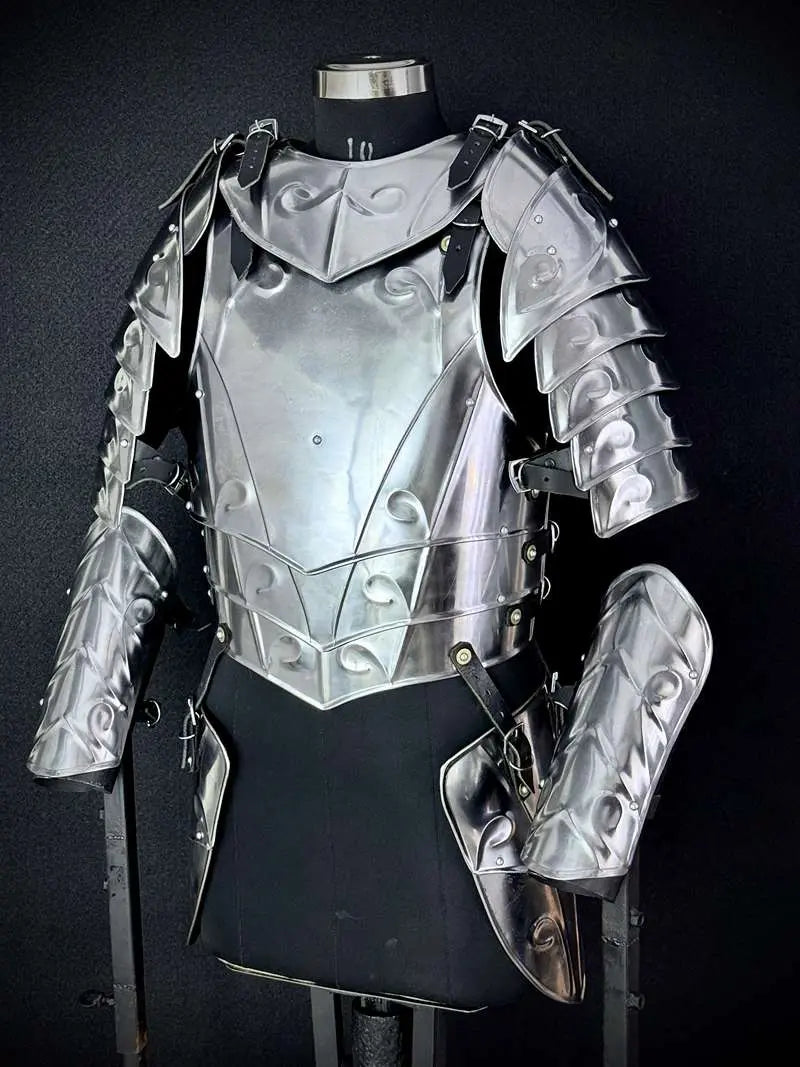 Medieval Knight Full Plate Armor Set – Engraved Steel Cuirass & Pauldrons for LARP Cosplay Medieval Armory