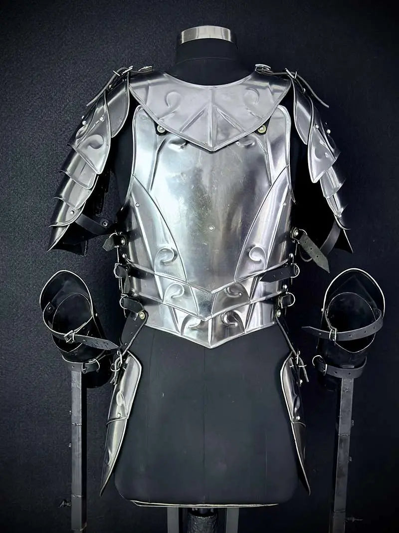 Medieval Knight Full Plate Armor Set – Engraved Steel Cuirass & Pauldrons for LARP Cosplay Medieval Armory