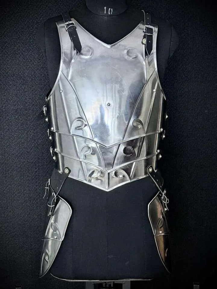 Medieval Knight Full Plate Armor Set – Engraved Steel Cuirass & Pauldrons for LARP Cosplay Medieval Armory