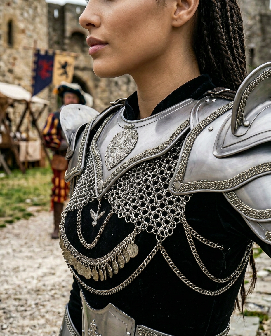 Women’s Medieval Knight Armor Set ⚔️, Steel Lady Warrior Costume 🛡️,Chainmail Skirt & Plate Armor, Fantasy Cosplay Outfit,LARP,Ready,Renaissance Festival Armor, Gothic Warrior Gift 🎁