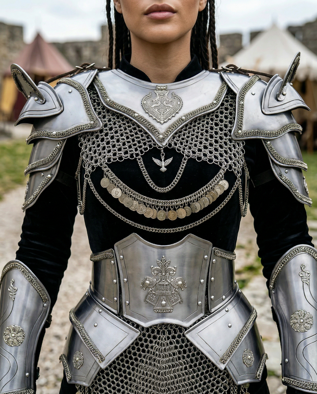 Women’s Medieval Knight Armor Set ⚔️, Steel Lady Warrior Costume 🛡️,Chainmail Skirt & Plate Armor, Fantasy Cosplay Outfit,LARP,Ready,Renaissance Festival Armor, Gothic Warrior Gift 🎁