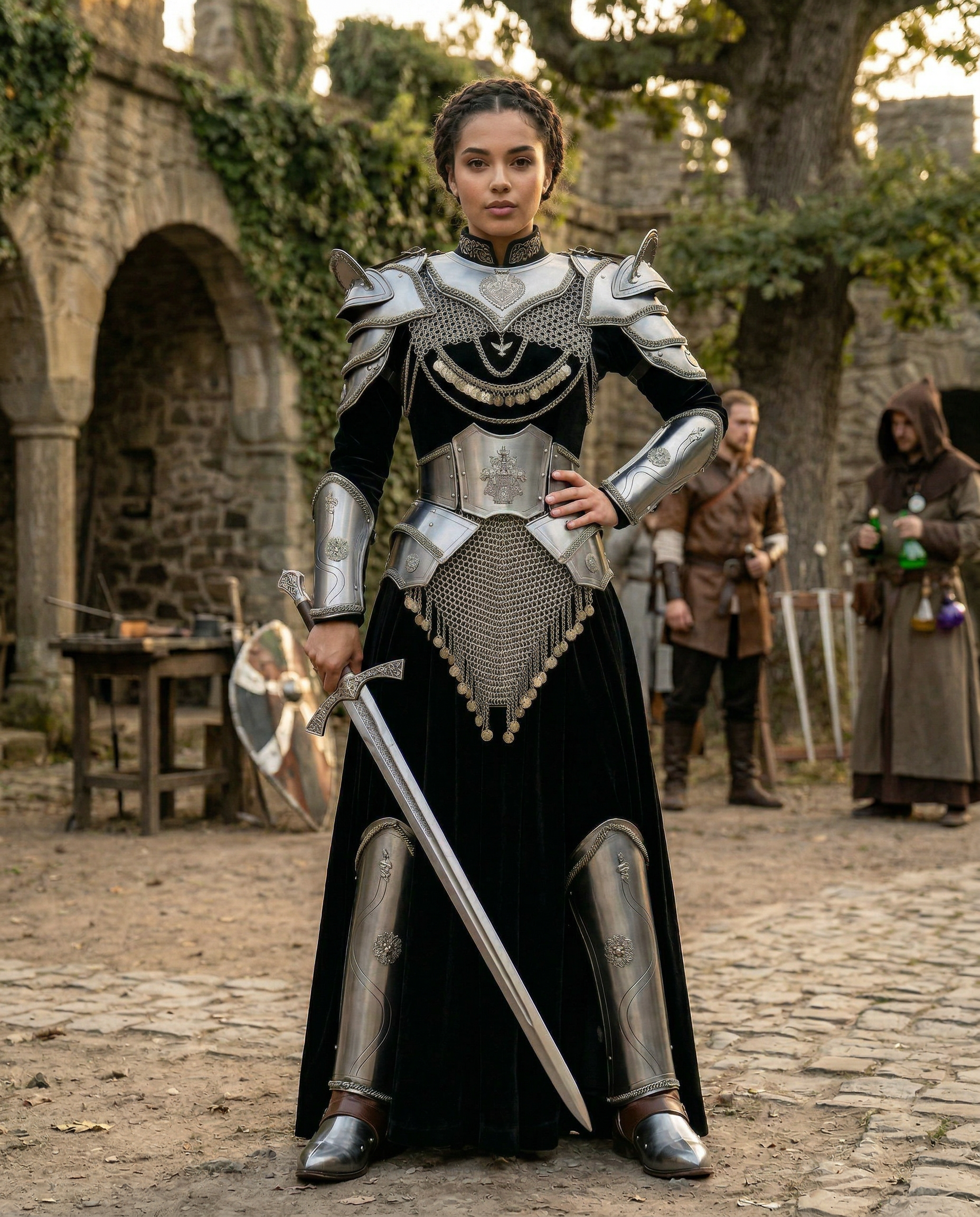 Women’s Medieval Knight Armor Set ⚔️, Steel Lady Warrior Costume 🛡️,Chainmail Skirt & Plate Armor, Fantasy Cosplay Outfit,LARP,Ready,Renaissance Festival Armor, Gothic Warrior Gift 🎁