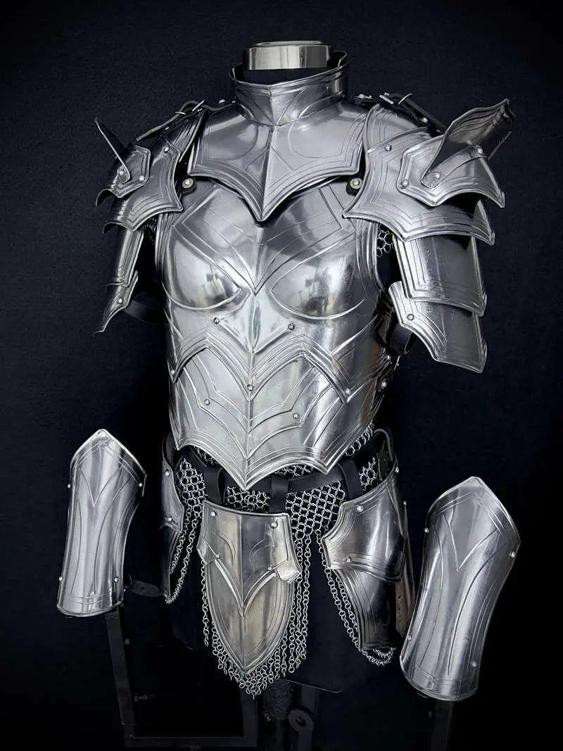 Handcrafted Women’s Medieval Knight Armor Set – Plate & Chainmail for LARP Cosplay Medieval Armory