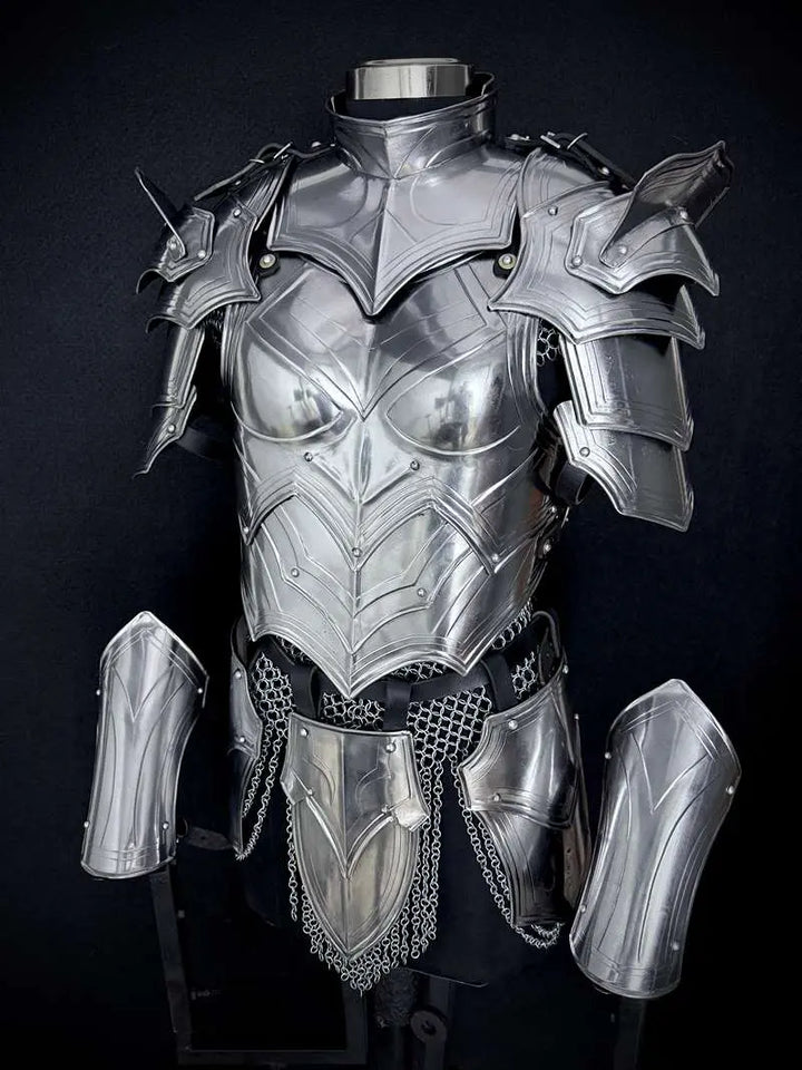 Handcrafted Women’s Medieval Knight Armor Set – Plate & Chainmail for LARP Cosplay Medieval Armory