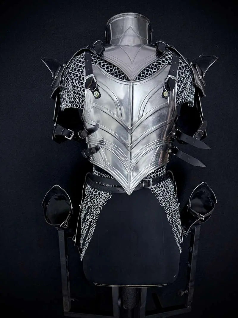 Handcrafted Women’s Medieval Knight Armor Set – Plate & Chainmail for LARP Cosplay Medieval Armory