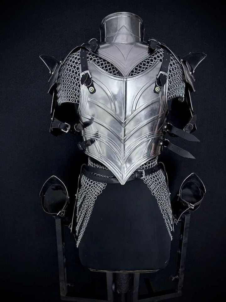 Handcrafted Women’s Medieval Knight Armor Set – Plate & Chainmail for LARP Cosplay Medieval Armory