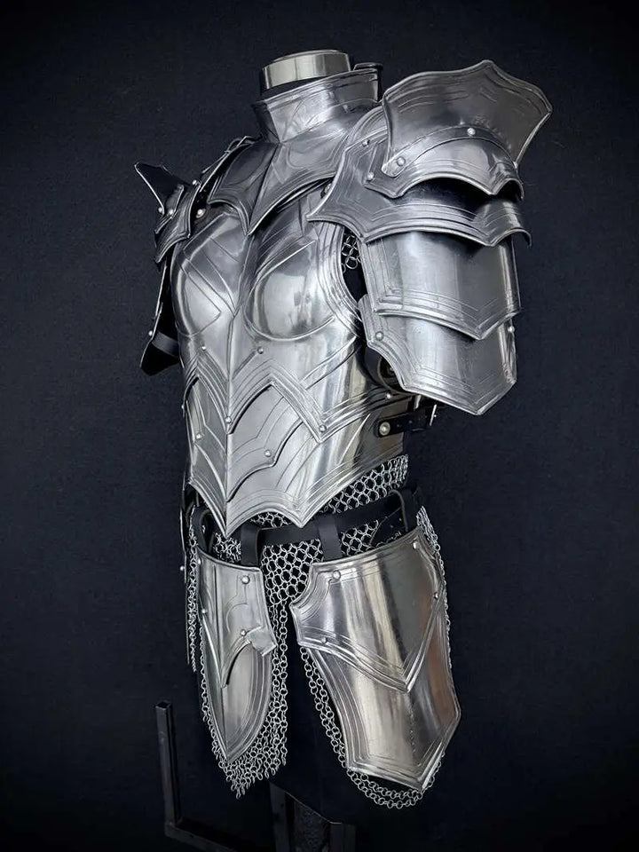 Handcrafted Women’s Medieval Knight Armor Set – Plate & Chainmail for LARP Cosplay Medieval Armory