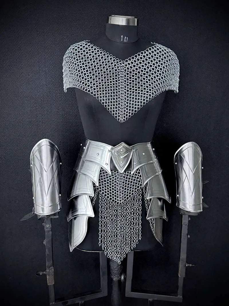 Medieval Women’s Armor Set – Steel Cuirass & Chainmail LARP Cosplay Costume Medieval Armory