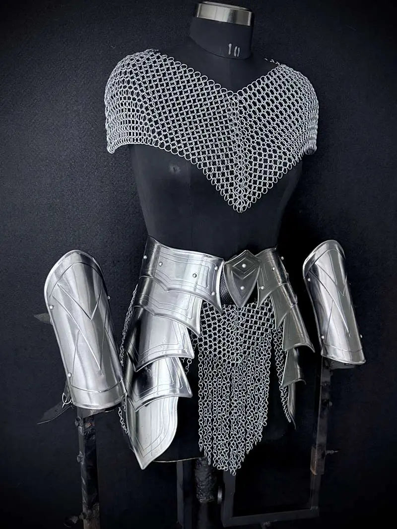 Medieval Women’s Armor Set – Steel Cuirass & Chainmail LARP Cosplay Costume Medieval Armory