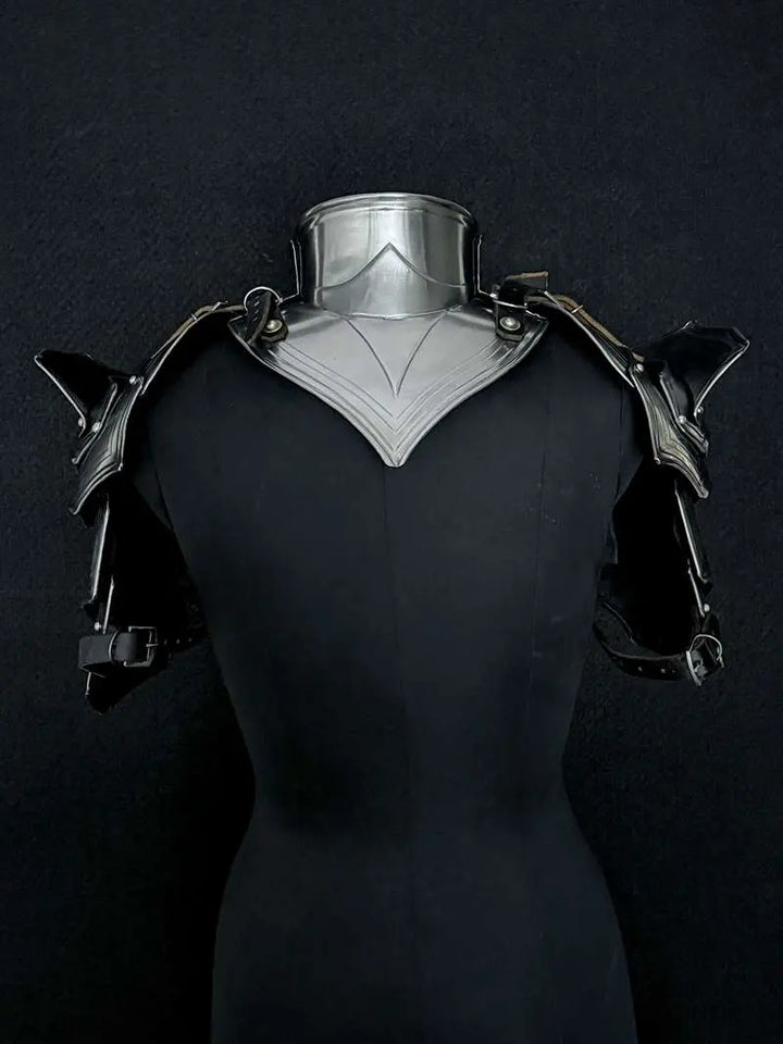 Medieval Women’s Shoulder Armor Set – Steel Gorget & Articulated Pauldrons for LARP Cosplay Medieval Armory
