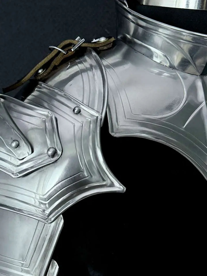 Medieval Women’s Shoulder Armor Set – Steel Gorget & Articulated Pauldrons for LARP Cosplay Medieval Armory